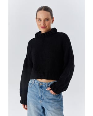 Tjock Turtleneck Texturerad Korttröja