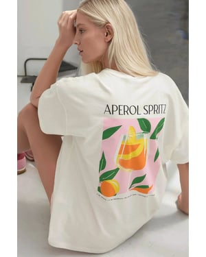 %100 Katoenen Oversized Geprinte Rondhals Katoenen T-shirt