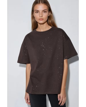 Pailletten Crew Neck Korte Mouwen T-shirt