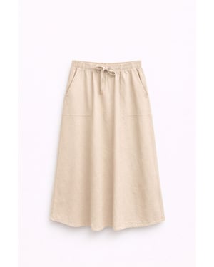 Hoge Taille Poplin Rok met Touwtje Detail
