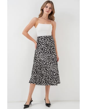 Satin A-Lijn Midi Rok met Elastische Taille