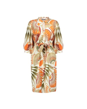 Geisha dress 67395-20 250 dark orange/green/camel