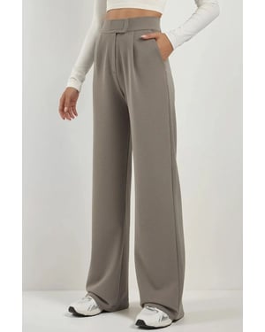Hoge Taille Elastische Crepe Palazzo Broek