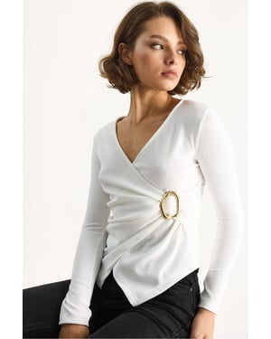 Dubbelzijdige Blouse met Accessoire Detail