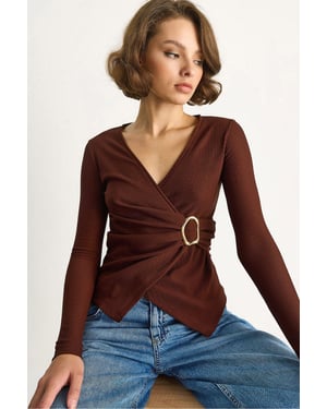 Dubbele Breasted Blouse met Accessoire Detail