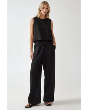 Linnen Voel Blouse & Elastische Taille Broek Tweedelige Coördinatie Set