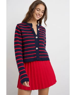 Buttoned Striped Cardigan