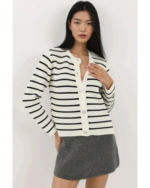 Buttoned Striped Cardigan