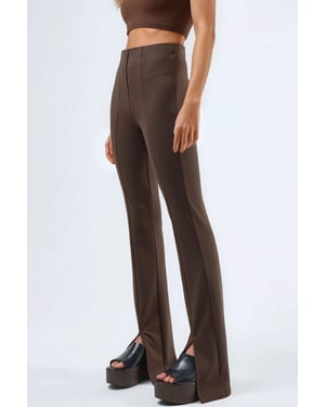 Högmidjade flare leggings med slits