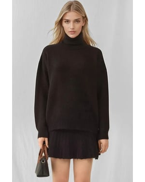 Texturerad Oversize Polokrage Stickad Sats