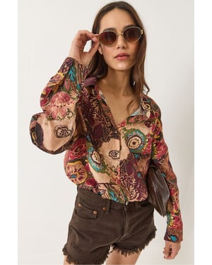 Abstract Patroon Oversized Lange Mouwen Shirt