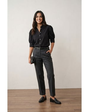 Geknoopte Poplin Shirt met Overhemdkraag