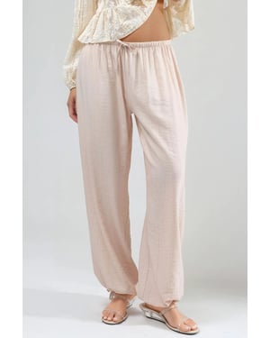 Elastic Waist Pants with Tie Detail