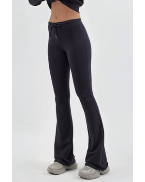 Mid Waist Flare Leg Sweatpants with Drawstring
