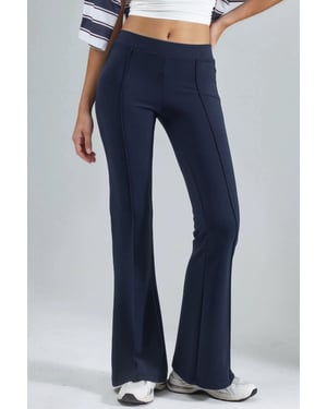 Geribbelde Elastische Flared Broek