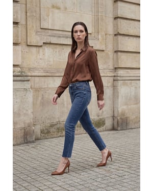 Hoge taille skinny jeansbroek