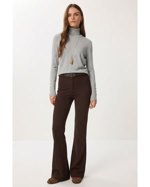 Hoge Taille Flared Leg Broek met Riem