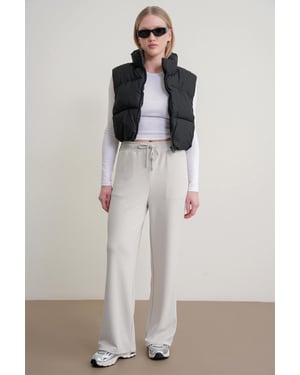 Hoge taille instap rechte broek met zakken