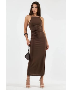Maxi-jurk met Drapeelement
