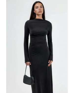 Strak maxi-jurk met drapeerdetail