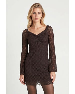 Bardot Kanten Midi Jurk