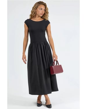 Casual Midi-jurk met Ronde Hals