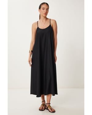 Losse Midi Jurk met U-Hals