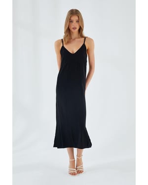 V-hals Split Midi Jurk