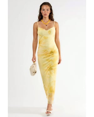 Blommig Bodycon Midi-klänning med Drapering