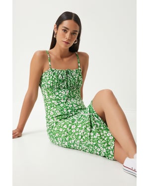 Bloemige Bodycon Midi-jurk met Splits
