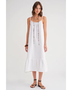 Midi Musseline Jurk met Ruffles