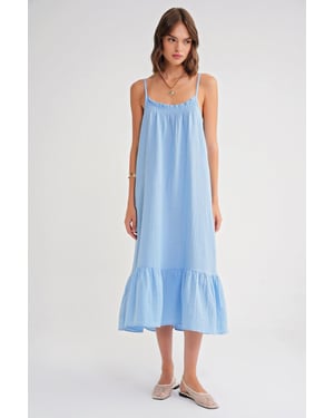 Midi Muslin Jurk met Rimpeldetail