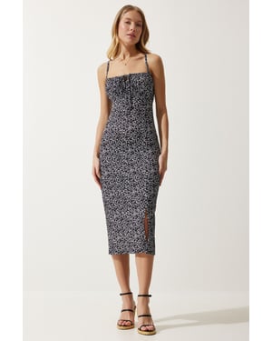 Bloemige Bodycon Midi-jurk met Splits