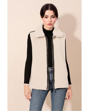 Faux Fur Paillettzipväst