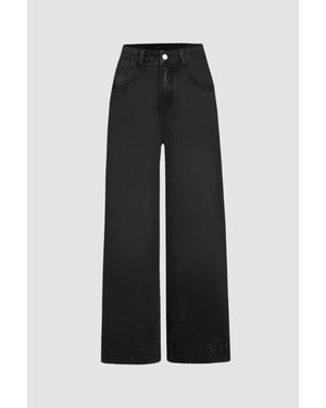 Washed Effect Wide Leg Denim Jeans