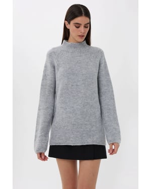 Oversized High-neck Knit Sweater