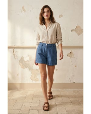 Hoge Taille Brede Pijpen Tailored Shorts