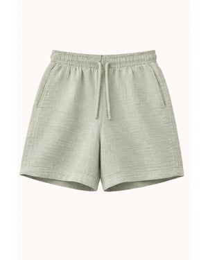 Hoge Taille Geweven Katoenen Shorts