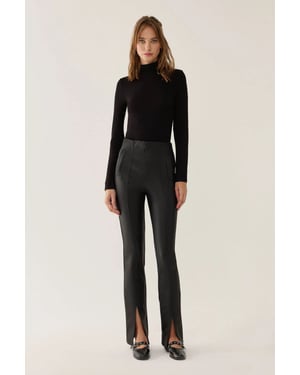 Faux Leather Slit Hem Pants