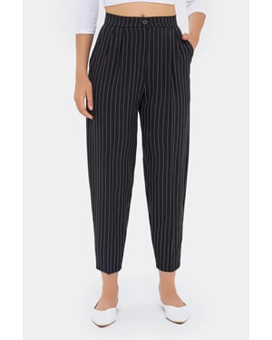 High-Waist Striped Carrot Trousers