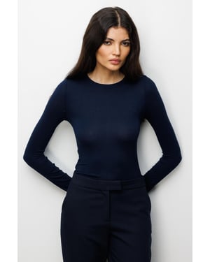 Slim Fit Långärmad Crew Neck Blus