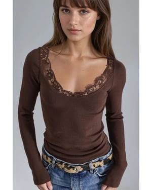 Kanten Extra V-Hals Blouse