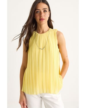 Textured Siphon Blouse met Accessoire Detail