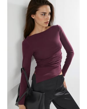 Boat Neck Cotton Blouse