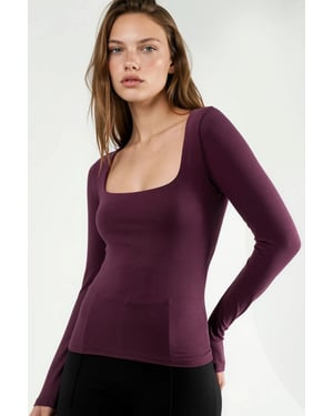 Aangepaste Blouse met Lange Mouwen en Vierkante Kraag