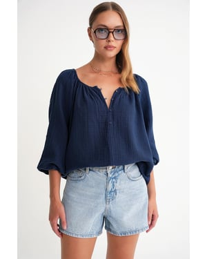 Geknoopte Mousseline Blouse