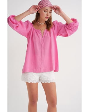 Geknoopte Mousseline Blouse