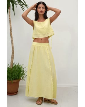 Elastic Waist Skirt-Side Tie Detail Blouse Muslin Set