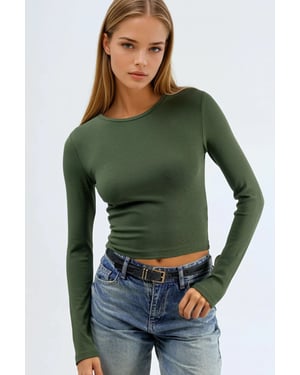 Long Sleeve Crew Neck Blouse