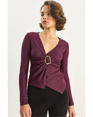 Dubbelgeknoopte Blouse met Accessoire-detail